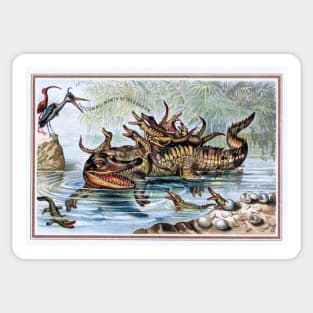 Victorian Christmas Alligators Greetings Sticker